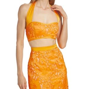 NWOT Rams Brook Line Embroidered Satin crop top